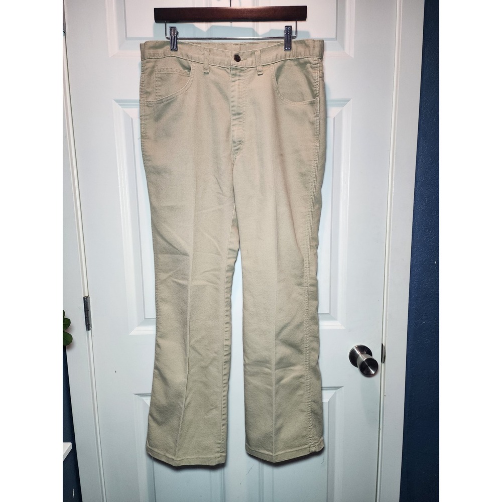 Vintage 70s Sheplers Western Pants Tan Cotton Blend Made in USA Mens 36x30